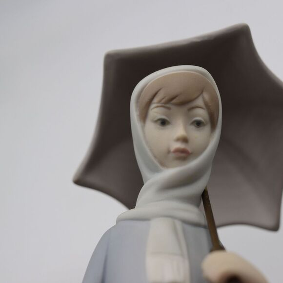 Lladro Vintage Girl With Geese Porcelain Figurine 12” Umbrella Spain Collectible - Picture 6 of 16
